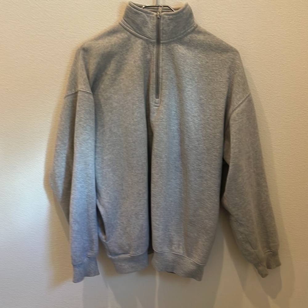 Aritzia Tna COZY FLEECE Zip Up Gray Sweatshirt Size 2